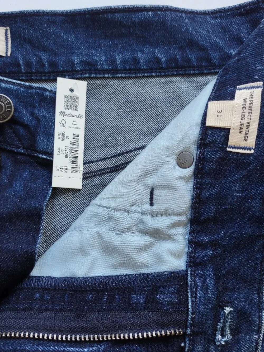 NWT Madewell The Perfect Vintage Jean Wide-Leg Medium-Dark Wash Size 31 - Picture 7 of 10